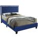 Better Home Products Monica Velvet Upholstered Queen Platform Bed in Blue - Better Home Products Monica-50-Blu