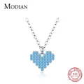 Modian – collier Vintage en argent Sterling 925 avec cœur et pendentif Turquoise pour femmes