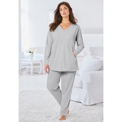 Plus Size Women's 2-Piece Lounge Set by Dreams & Co. in Heather Grey (Size M)