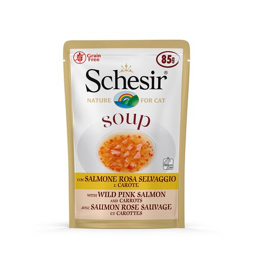6 x 85g Soup Wilder Rosa Lachs & Karotten Schesir Katzenfutter nass