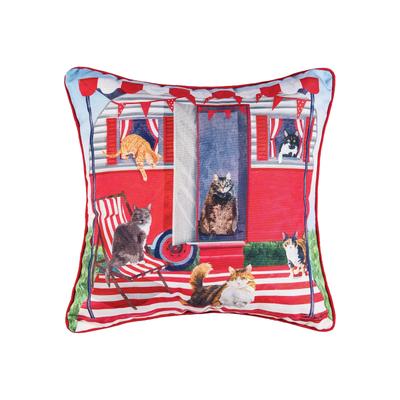 18" x 18" Cat Caravan July 4th, Printed Throw Pillow