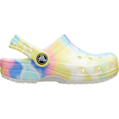 Crocs White / Multi Kids' Classic Tie-Dye Graphic Clog Shoes