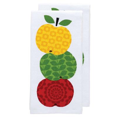 Pigment Print Dual Woven Kitchen Towel, Two Pack by T-fal in Apple Stack