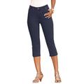 Plus Size Women's Invisible Stretch® Contour Capri Jean by Denim 24/7 by Roamans in Dark Wash (Size 26 T)