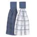 Solid And Multi Check Kitchen Tie Towel, Set Of Two by RITZ in Federal Blue