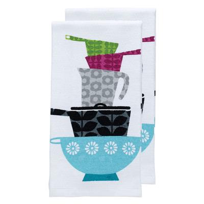 Pigment Print Dual Woven Kitchen Towel, Two Pack by T-fal in Pots And Pans