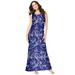 Plus Size Women's Ultrasmooth® Fabric Print Maxi Dress by Roaman's in Navy Folklore Paisley (Size 22/24)