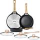 ESLITE Life Frying Pan Set Nonstick Skillet Set Induction Compatible with Granite Coating 3 Piece, 8 Inch, 9.5 Inch and 11 Inch