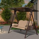 Chatan Arlmont & Co. Porch Swing Metal in Brown | 70.87 H x 45.67 W x 59.06 D in | Wayfair 2D765FC107BF40A89CACCFAEE24CB3FF