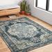 Blue/White 63 x 0.13 in Area Rug - Joss & Main Pinafore Oriental Dark Blue/Cream Indoor/Outdoor Area Rug | 63 W x 0.13 D in | Wayfair