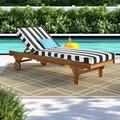 Sol 72 Outdoor™ Alvah 78.75" Long Reclining Eucalyptus Single Chaise w/ Cushions Wood/Solid Wood in Brown/White | Wayfair