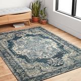 Blue/White 29 x 0.13 in Area Rug - Joss & Main Pinafore Oriental Dark Blue/Cream Indoor/Outdoor Area Rug | 29 W x 0.13 D in | Wayfair