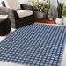 Blue/Navy 108 x 0.08 in Indoor/Outdoor Area Rug - Beachcrest Home™ Linares Plaid Indoor/Outdoor Area Rug Polyester | 108 W x 0.08 D in | Wayfair