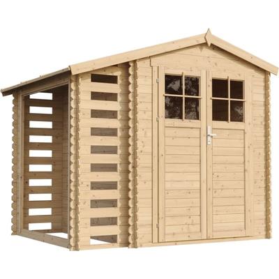 Timbela - M386F+M386G Holzhaus Gartenhaus mit Brennholzschuppen - Hochwertige abschließbare Tür Image