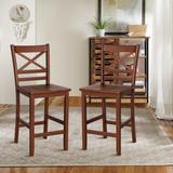 Costway Set of 2 Bar Stools 24'' Counter Height Chairs w/ Rubber Wood - See Details