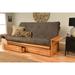 Somette Phoenix Queen-size Storage Futon Set in Butternut Finish with Suede Mattress