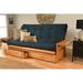 Somette Phoenix Queen-size Storage Futon Set in Butternut Finish with Suede Mattress