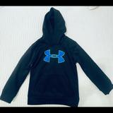 Under Armour Shirts & Tops | Boy’s Under Armour Black Hooded Sweatshirt, Size 7 | Color: Black/Blue | Size: 7b