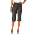 Plus Size Women's Button-Detail Comfort Stretch Capri Jean by Denim 24/7 in Black Denim (Size 12 W)