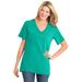 Plus Size Women's Perfect Short-Sleeve V-Neck Tee by Woman Within in Pretty Jade (Size 1X) Shirt