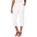 Plus Size Women's Complete Cotton Straight-Leg Capri by Roaman's in White Denim (Size 28 W)