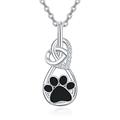 KINGWHYTE Sterling Silver Dog Paw Print Necklace Heart Pendant Moon Pendant Celtic knot Pendant Necklace Jewellery Gift for Women Girls Daughter Mum (Dog Paw Print Necklace C)