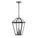 Lark Manor™ Swerve 3 -Bulb Outdoor Hanging Lantern Glass/Metal/Steel in Black | 21.5 H x 12.25 W x 12.25 D in | Wayfair