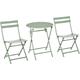 Outsunny - Salon de jardin bistro pliable - table ronde ø 60 cm avec 2 chaises pliantes - métal