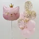Ballon en feuille de chat avec grande couronne or rose métallisé ballon en latex doré décoration