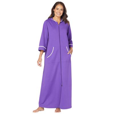 Plus Size Women's Long French Terry Robe by Dreams & Co. in Plum Burst (Size 5X)