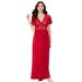 Plus Size Women's Long Lace Top Stretch Knit Gown by Amoureuse in Classic Red (Size 2X)