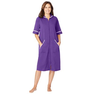Plus Size Women's Short French Terry Robe by Dreams & Co. in Plum Burst (Size 4X)