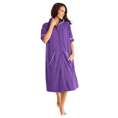 Plus Size Women's Short French Terry Robe by Dreams & Co. in Plum Burst (Size 4X)