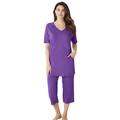 Plus Size Women's Capri Lounge Set by Dreams & Co. in Plum Burst (Size 18/20)