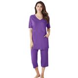 Plus Size Women's Capri Lounge Set by Dreams & Co. in Plum Burst (Size 18/20)