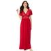 Plus Size Women's Long Lace Top Stretch Knit Gown by Amoureuse in Classic Red (Size 4X)