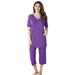 Plus Size Women's Capri Lounge Set by Dreams & Co. in Plum Burst (Size 38/40)