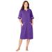 Plus Size Women's Short French Terry Robe by Dreams & Co. in Plum Burst (Size 5X)