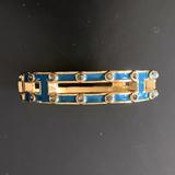 J. Crew Jewelry | J.Crew Teal Green Enamel Gold Tone Clamp Bangle Bracelet | Color: Gold/Green | Size: Os