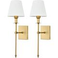 DCOC Wall Sconces Battery Powered Wall Light Set of,No Wiring Required,Remote Control Dimmable Cloth Art Wall Lamp,for Bedside, TV Wall,Lounge,Farmhouse.Easy to Install Non Hard-Wired (Color : Gold)