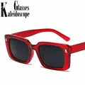 Lunettes de soleil rectangulaires rouges classiques pour femmes et hommes petites lunettes de