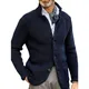 Cardigan à simple boutonnage pour hommes avec col montant gilet d'hiver solide vestes à manches