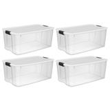 Sterilite 116 Quart Clear Stackable Latching Storage Box Containers, 4 Pack - 4 Pack
