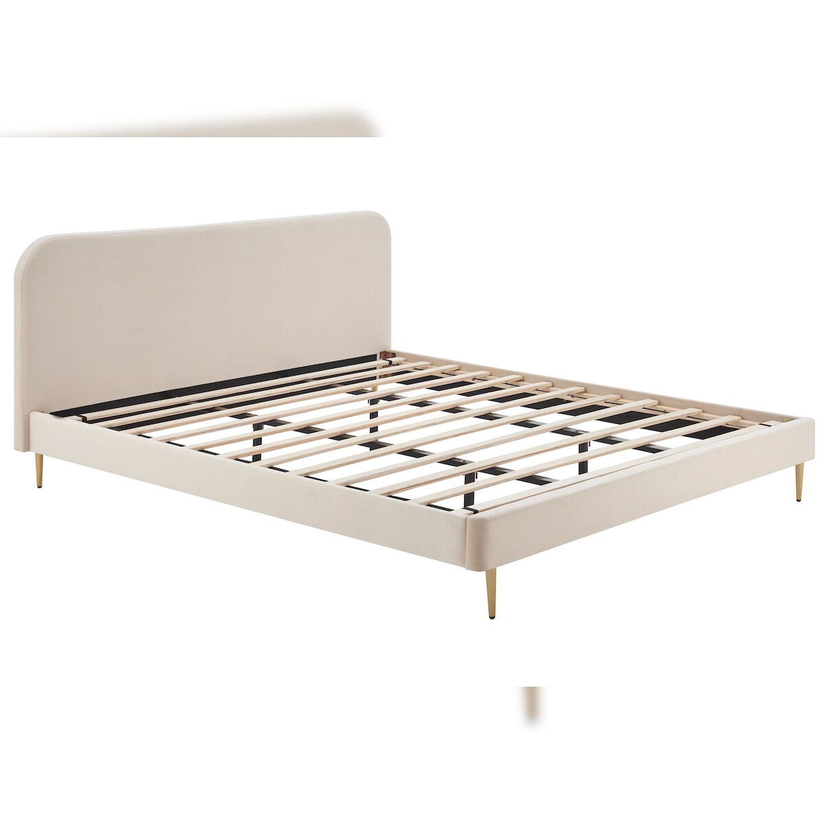 SalesFever Polsterbett | Samt | B 191,5 x T 214,5 x H 91 cm | Beige Image