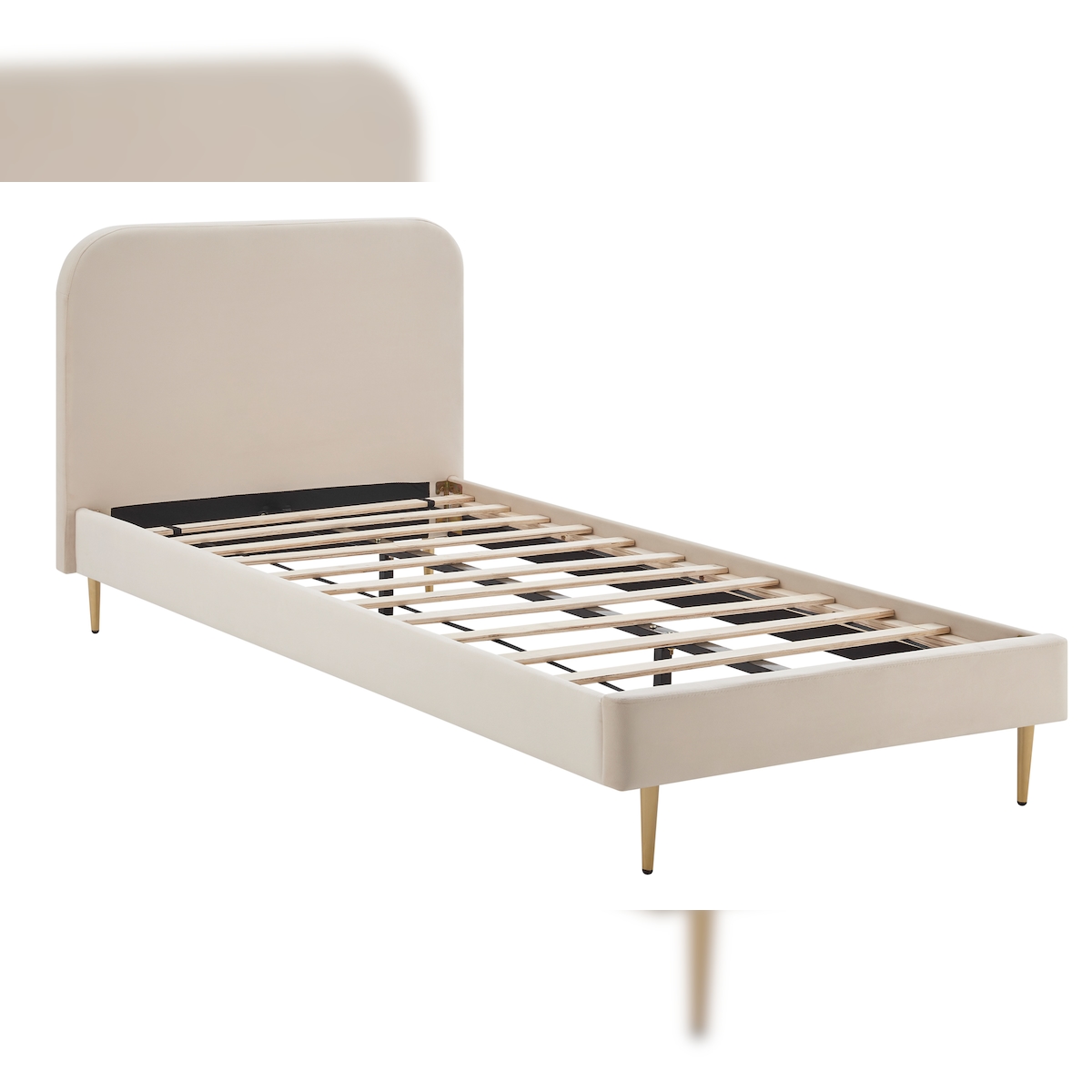 SalesFever Polsterbett | Samt | B 101,5 x T 214,5 x H 91 cm | Beige Image