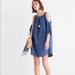 Madewell Dresses | Madewell Women's Cold Shoulder 3/4 Tie-Sleeve Chambray Dress Blue Small | Color: Blue | Size: S