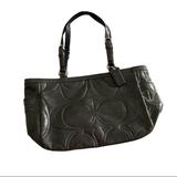 Coach Bags | Coach Tote Purse Gray Patent Leather C Logo Adjustable Handbag Pockets Zipper | Color: Gray/Purple | Size: Os