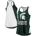 Women's Colosseum Green/White Michigan State Spartans George Glass 2-Hit Scoop Neck Racerback Tank Top