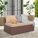 Ebern Designs Sabna 25.6" Wide Outdoor Wicker Patio Sofa w/ Cushions Wicker/Rattan in Brown | 24.8 H x 25.6 W x 29.5 D in | Wayfair