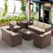 Red Barrel Studio® Wicker/Rattan 7 - Person Seating Group w/ Cushions Synthetic Wicker/All - Weather Wicker/Wicker/Rattan in Brown | Outdoor Furniture | Wayfair